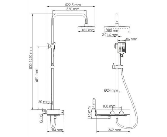 Душевой комплект WasserKRAFT  A11301 Thermo с термостатическим смесителем_, изображение 3