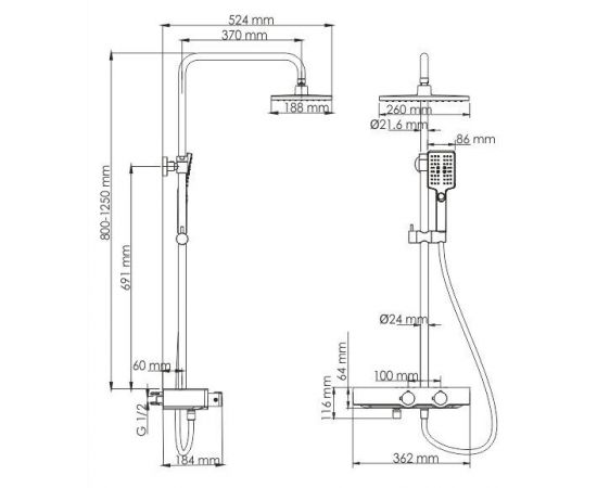 Душевой комплект WasserKRAFT  A11401 Thermo с термостатическим смесителем_, изображение 3