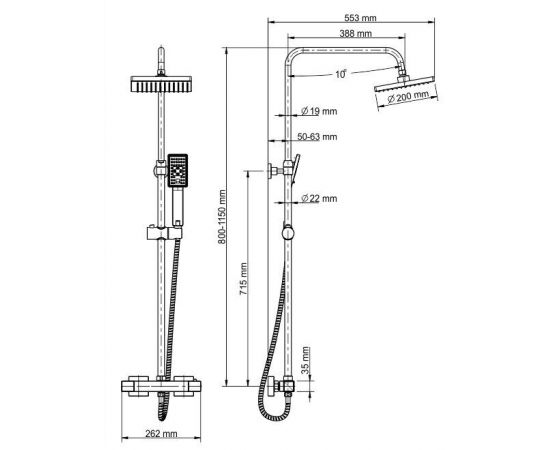 Душевой комплект WasserKRAFT A15502 Thermo с термостатическим смесителем_, изображение 3