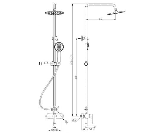 Душевая стойка ABBER Eleganz AF8316B с изливом, черная_, изображение 3