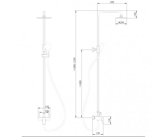 Душевая стойка ABBER Weiss Insel AF8020 без излива, хром_, изображение 3