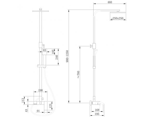 Душевая стойка ABBER Wasserfall AF8616 с изливом, хром_, изображение 3