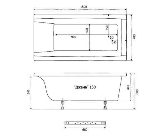 Акриловая ванна Triton Джена 150 с ножками Triton Стандарт_, изображение 6