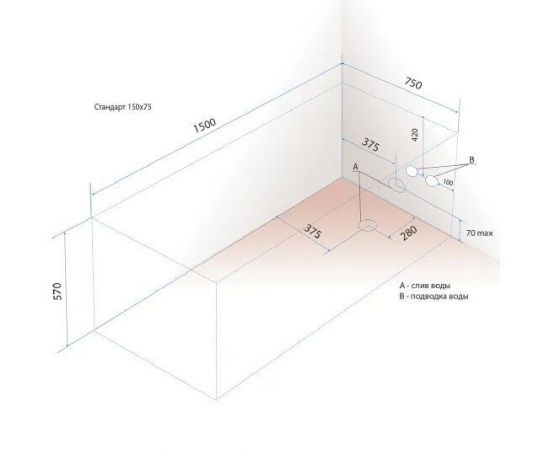 Акриловая ванна Triton Стандарт 150x75 см с каркасом_, изображение 6