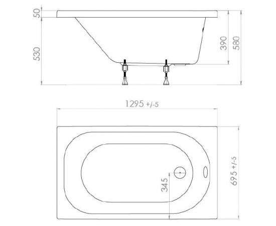 Акриловая ванна Triton Стандарт 130x70 см с ножками Triton Стандарт и слив-переливом Triton Стандарт ЕМ601TR_, изображение 9