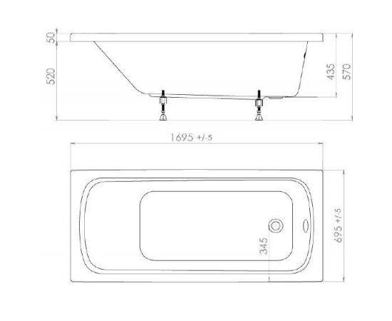 Акриловая ванна Triton Стандарт 170x70 см с каркасом_, изображение 8