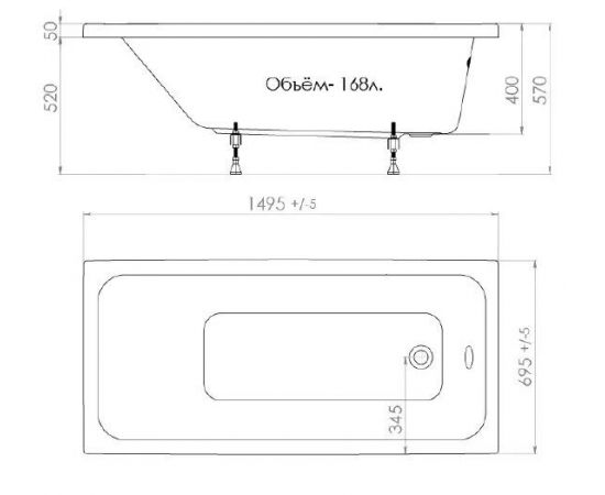 Акриловая ванна Triton Ультра 150 см с каркасом_, изображение 8