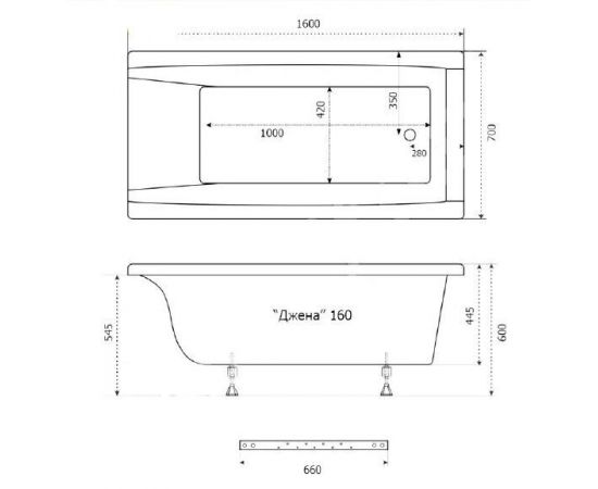 Акриловая ванна Triton Джена 160 с ножками Triton Стандарт_, изображение 8