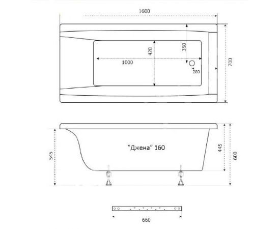 Акриловая ванна Triton Джена 160 с каркасом и слив-переливом Triton Стандарт ЕМ601TR_, изображение 8