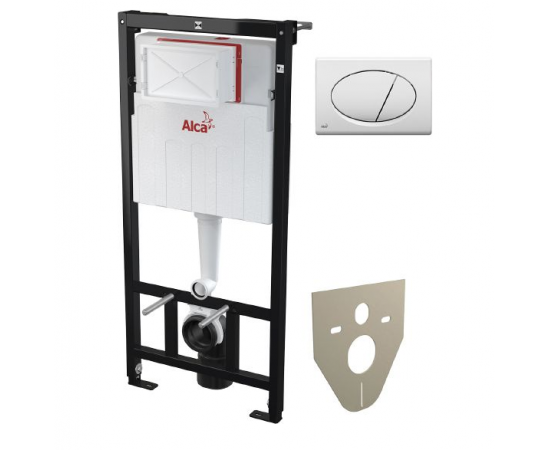 Система инсталляции для унитазов AlcaPlast Sadromodul AM101/1120 + M70 + M91 4 в 1 кнопка смыва белая_