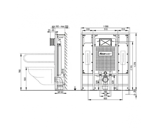 Система инсталляции для унитазов AlcaPlast Sadromodul A101/1300H_, изображение 2