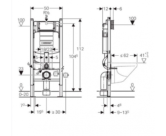 Система инсталляции для унитазов Geberit Duofix Sigma 12 Plattenbau 111.362.00.5_, изображение 3