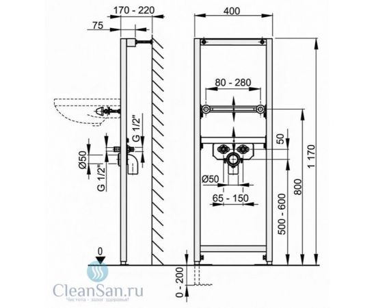 Alcaplast Система инсталляции для раковин  A104/1200_, изображение 2