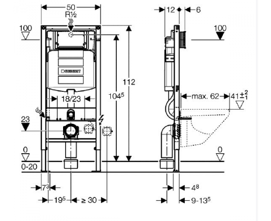 Система инсталляции для унитазов Geberit Duofix UP320 с белой кнопкой смыва_, изображение 10