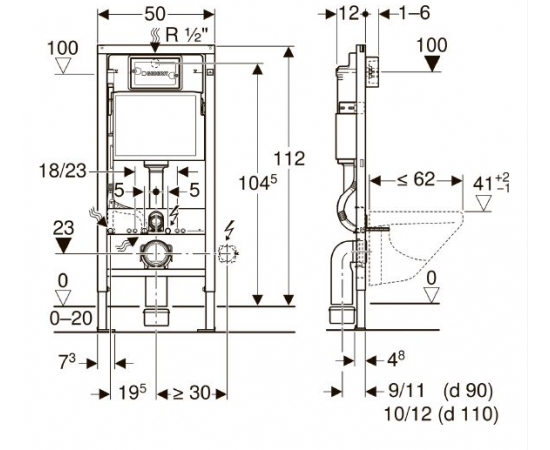 Система инсталляции для унитазов Geberit Duofix 458.128.11.1 4 в 1 с кнопкой смыва_, изображение 2