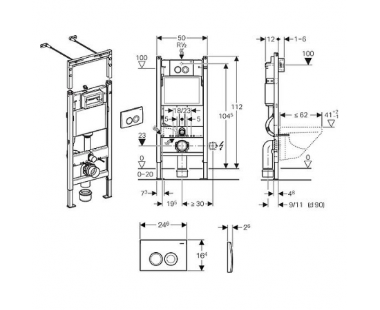 Система инсталляции для унитазов Geberit Duofix Delta Платтенбау 458.122.11.1 4 в 1 с кнопкой смыва_, изображение 4