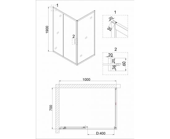 Душевой уголок Niagara Nova NG-42-10AG-A70G 100х70х190_, изображение 4