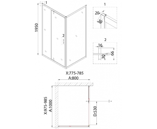 Душевой уголок Niagara Nova NG-83-10AB-A80B 100х80х195_, изображение 5