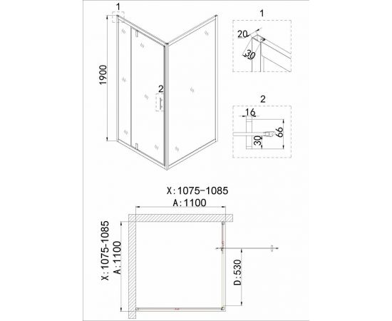 Душевой уголок Niagara Nova NG-43-11AG-A110G 110х110х190_, изображение 5