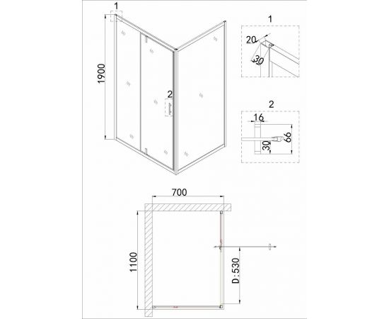 Душевой уголок Niagara Nova NG-43-11AG-A70G 110х70х190_, изображение 5