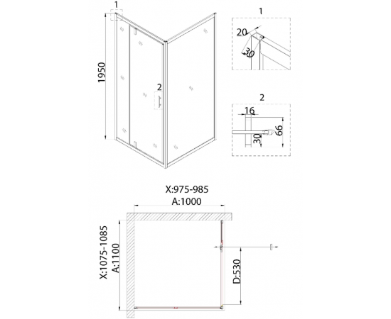 Душевой уголок Niagara Nova NG-63-11A-A100 110х100х195_, изображение 5