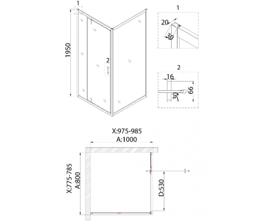 Душевой уголок Niagara Nova NG-83-8AB-A100B 80х100х195_, изображение 5