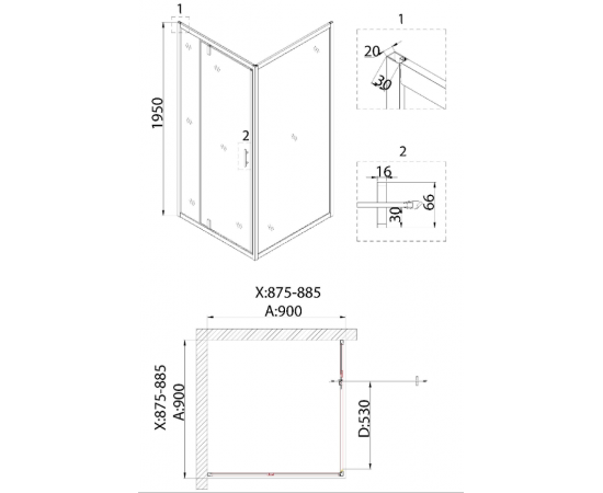 Душевой уголок Niagara Nova NG-63-9A-A90 90х90х195_, изображение 5