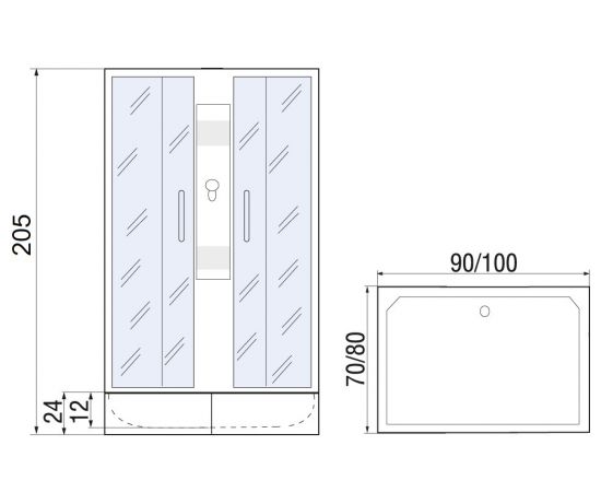 Душевая кабина River Quadro 90/70/24 MT без крыши_, изображение 10