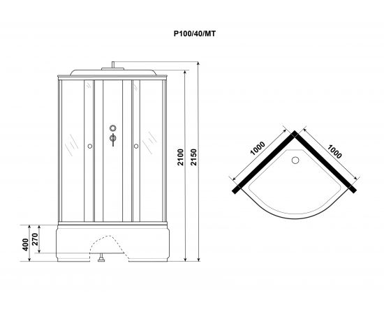 Душевая кабина Niagara Promo P100/40/MT 1000х1000х2150 _, изображение 10