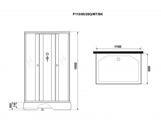 Душевая кабина Niagara Promo P110/80/26Q/MT/BK 1100х800х2150 _, изображение 9