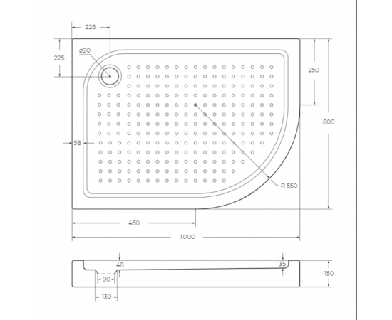 Акриловый поддон BelBagno TRAY-BB-RH-100/80-550-15-W-R_, изображение 7