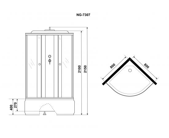 Душевая кабина Niagara Classic NG-7307-14 800х800х2150_, изображение 3
