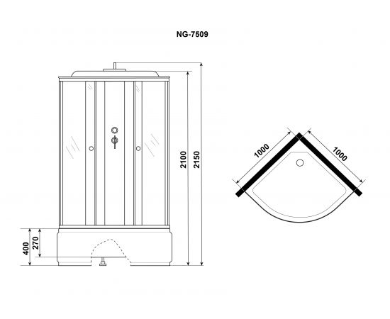 Душевая кабина Niagara Eco E100/40/TN 1000х1000х2150_, изображение 4