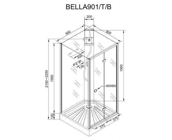 Душевая кабина Ceruttispa BELLA901B 90x90x215-225_, изображение 9