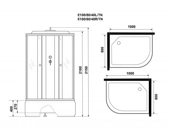 Душевая кабина Niagara Eco E100/80/40L/TN 1000х800х2150_, изображение 4