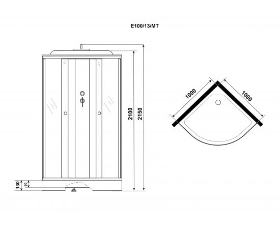 Душевая кабина Niagara Eco E100/13/MT 1000х1000х2150_, изображение 3