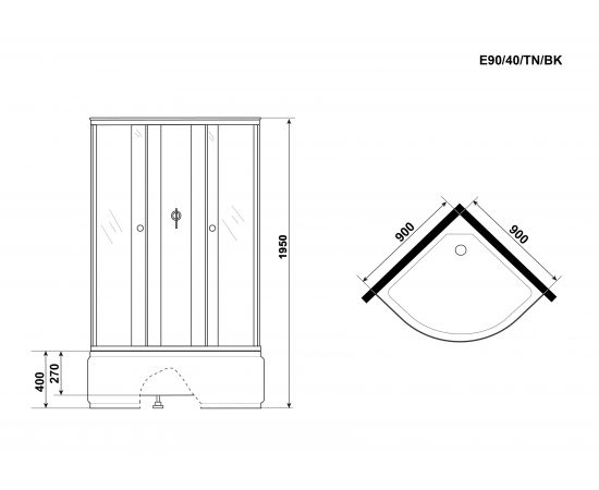 Душевая кабина Niagara Eco E90/40/TN/BK 900х900х1950_, изображение 4