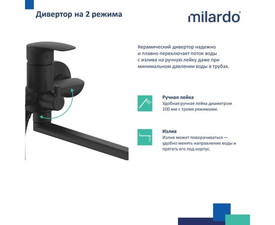 Смеситель для ванны и душа Milardo RORBL00M10_, изображение 3