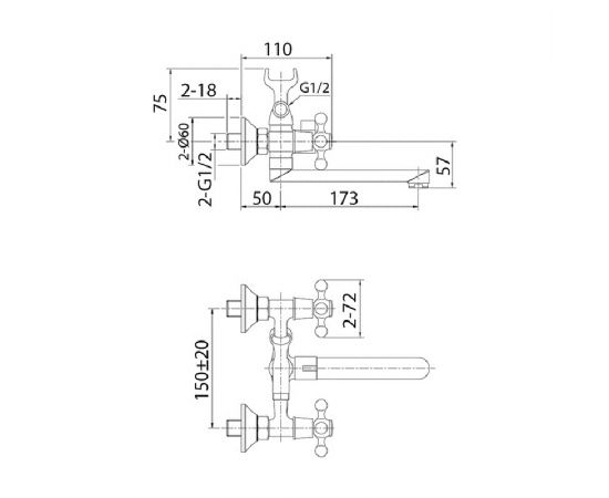 Смеситель для ванны Milardo Duplex DUPSB02M02_, изображение 3