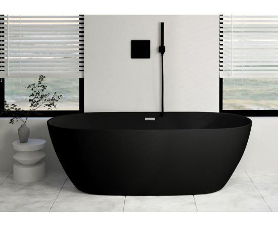 Ванна акриловая Ceruttispa d'ISEO MB 1700x750x600 отдельностоящая черная матовая_, изображение 2