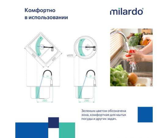 Смеситель для кухни Milardo Meal M07BL2FM05 с гибким изливом и душевой насадкой черный матовый_, изображение 4