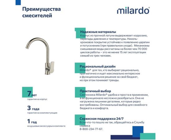 Смеситель для кухни Milardo Meal M01BNJ0M05_, изображение 5