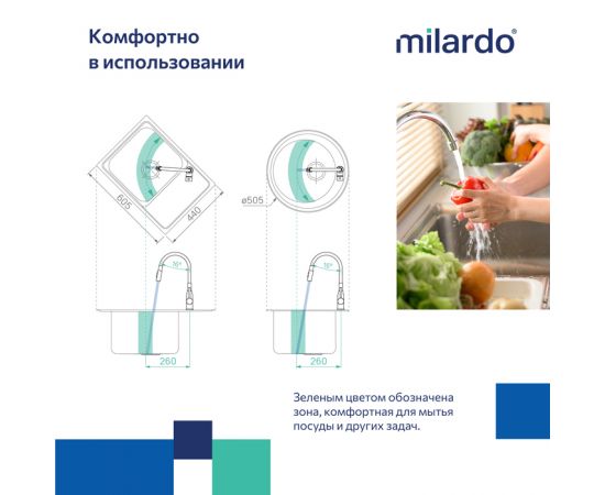 Смеситель для кухни Milardo Meal M01BL2FM05 с гибким изливом и душевой насадкой черный матовый_, изображение 4