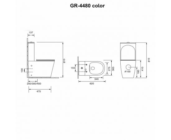 Унитаз-компакт Grossman GR-4480GLMS Color безободковый, серый матовый_, изображение 8