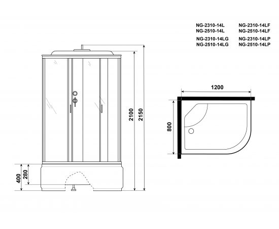 Душевая кабина Niagara Classic NG-2310-14LG 1200х800х2150_, изображение 4