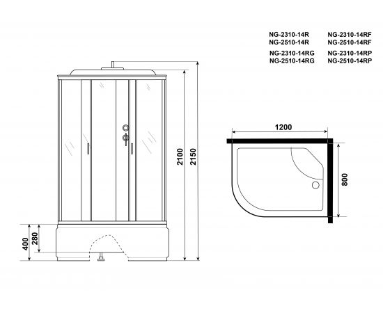 Душевая кабина Niagara Classic NG-2310-14R 1200х800х2150_, изображение 4