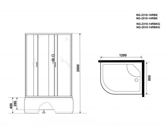 Душевая кабина Niagara Classic NG-2510-14RBK 1200х800х2000_, изображение 4