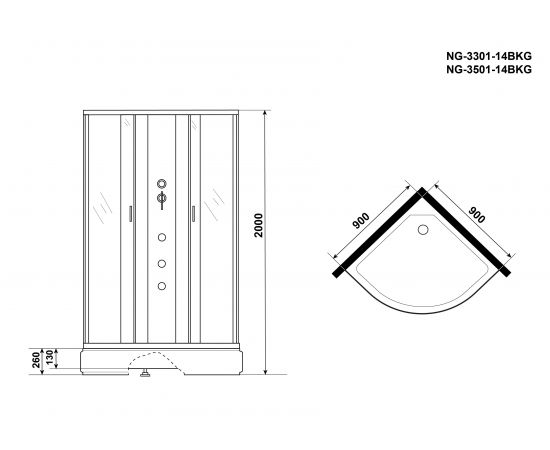 Душевая кабина Niagara Classic NG-3301-14BKG 900х900х2000_, изображение 4