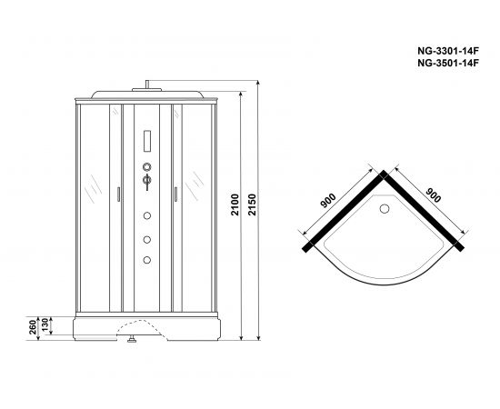 Душевая кабина Niagara Classic NG-3501-14F 900х900х2150_, изображение 4