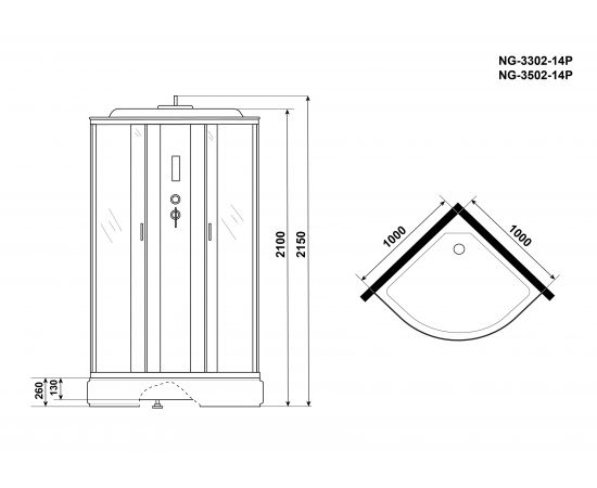 Душевая кабина Niagara Classic NG-3302-14P 1000х1000х2150_, изображение 4